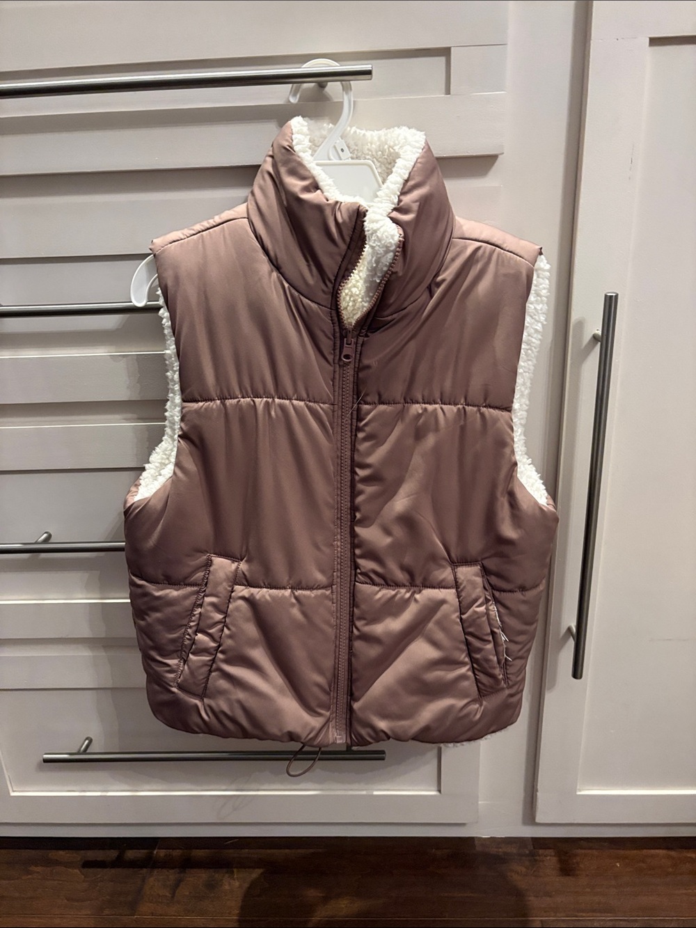 No Boundaries Mauve Quilted Sherpa-Lined Puffer Vest